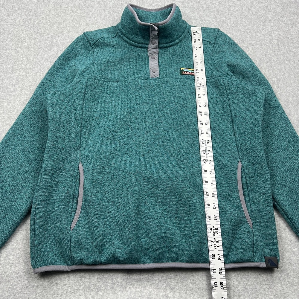 L.L.Bean Sweater Fleece Pullover Women's Large Teal 1/4 Snap Knit Logo Pullover‎ - Picture 4 of 9